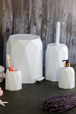 MNZ-4-piece حمام الموضة مجموعة القمامة صمام فرشاة الحمام صابون طبق فرشاة الأسنان حامل 4 قطع OkachGeoNewSets - okacih