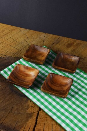 MNZ-4-Piece Acacia Snack Bowl Square - Sepetçibaba