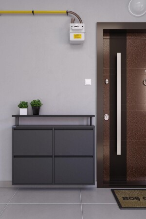 كشك الأحذية المعدنية MNZ-4-piece مع طاولة - أسود - Ceha