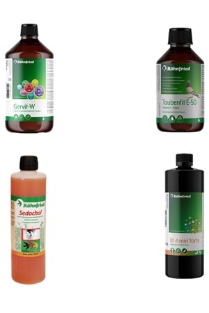 مجموعة العناية من الـ MNZ-4-Piece Gervit-w - Taubenfit E 50 - Bt Amin Forte - Sedochol 4x20 Ml Set - Röhnfried
