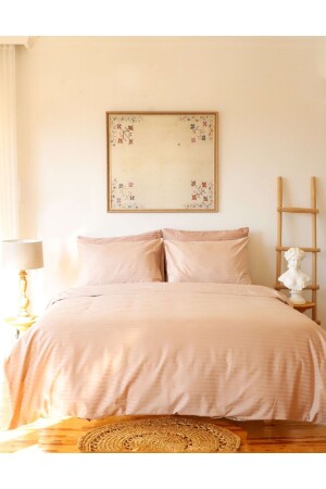 MNZ-5 نجمة فندق فاخر نوع كبير مشبك القطن ساتيين غطاء غطاء مجموعة 180x200 صلبة ورقة كابيتشينو - Tekstil Home