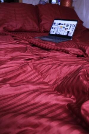 MNZ-5 نجمة فندق فاخر نوع مزدوج مطاط سطحات سطحات غطاء مجموعة بورغوندي أحمر أوتيل2022 - Tekstil Home