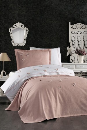 MNZ-5 قطعة أوراق مرنة - 3D طلاء طراز الفراشة غرفة الأطفال القطن واحد وردي غطاء غطاء - Minelya Home Collection