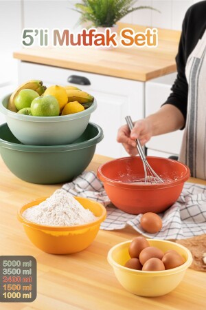 مجموعة من صناديق الخليط الجردي MNZ-5 - مجموعة من صناديق الخليط المتعددة الأغراض ملونة 5 أحجام مختلفة حاويات تخزين الحوض MCH-80 - Meleni Home