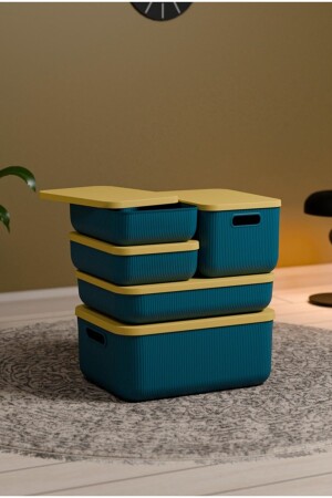 MNZ-5 قطعة خزانة منظمة السلة مع الغطاء الجوارب الملابس منظمة 5 قطع-مجموعة - Çavdar Group