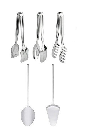 MNZ-5 قطع فولاذ المقاوم للصدأ ملعقة كعكة المعكرونة سلطة المعكرونة الحلوى، عرض الخدمة المعدة المعدنية المعدة hom - Homerest