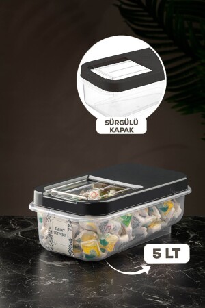 MNZ-5 Lt حاوية تخزين المواد المضطربة مع غطاء المزلق - لوحات مع علامة صندوق تخزين المواد المضطربة TYC0069 - Meleni Home