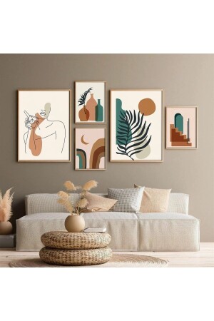 MNZ-5 قطعة إطار تبدو امرأة وكوب جدار تزيين اللوحة المعدة لغرفة المعيشة غرف النوم - Nt Handmade