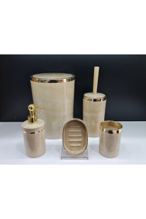 MNZ-5 Piece أكريليك دوري حمام الموضة مجموعة الكريم سمبور الذهب كروم 5 قطعة جديدة56 - GuvenliPazar