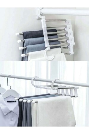 MNZ-5- Piece Pulltable Pants Hanger يعلق على ريل الموضة المتحرك المحمولة المرتبط - Özasya Avm
