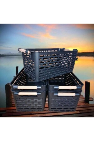 قطعة من MNZ-5 - سلة منظمة متعددة الأغراض مع مسامك بلاستيكية - خزانة ومجرد تنظيف سلة منظمة سوداء SPT005 - Keven Home