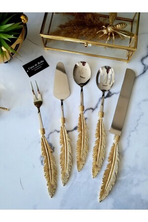 MNZ-5 قطعة ريشة نمط الذهب المقبض الخدمة مجموعة TR3070 - CASA DE BELLA