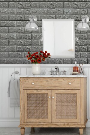 MNZ-50x30 Cm 0-17 M2 Self Adhesive مرنة الرغوة ورق جدارية للاستراتيجية 3D الأبعاد الطوب نمط الأنتراكيت - Bien Home