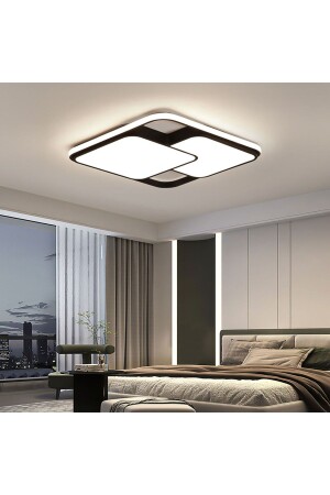 MNZ-50x50cm أسود 2 قطعة مربع LED لامپ السقف، شمع،إضاءة حديثة،3 ألوان خفيفة،مع التحكم عن بعد CL8056 - CATLUZ