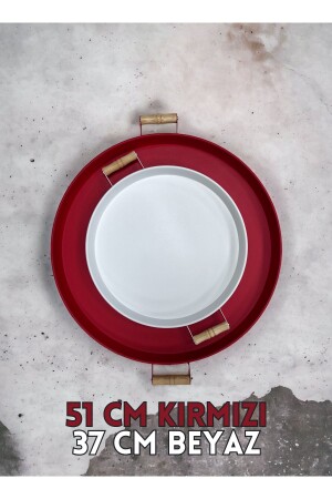 MNZ-51 سم حمراء 37 سم أبيض 2 قطعة معدنية دائرة العرض العرض العرض العرض الشاي القهوة العرض 37ve51 سم - kitchen trend