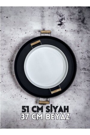 MNZ-51 سم أسود 37 سم أبيض 2 قطعة معدنية دائرة العرض العرض العرض العرض الشاي القهوة العرض 37ve51 سم - kitchen trend