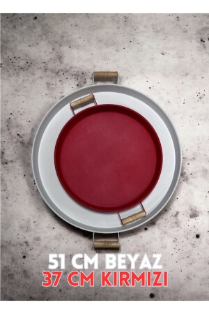 MNZ-51 سم أبيض 37 سم أحمر 2 قطعة معدنية دائرة العرض العرض العرض العرض الشاي القهوة العرض 37ve51 سم - kitchen trend