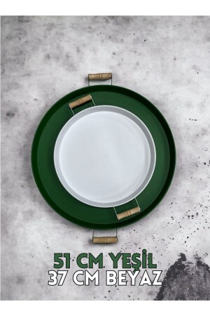 MNZ-51 سم خضراء 37 سم أبيض 2 قطعة معدنية دائرة العرض العرض العرض الشاي القهوة العرض 37ve51 سم - kitchen trend