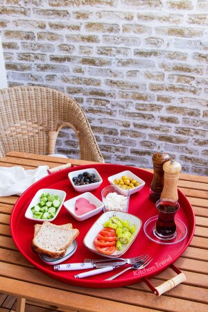 MNZ-51 سم المعدنيات الدائرة الحمراء الصندوق مع المقبض الخشبية الصندوق العرض، صندوق الإفطار الصندوق المعدنيwhitetray51 - kitchen trend