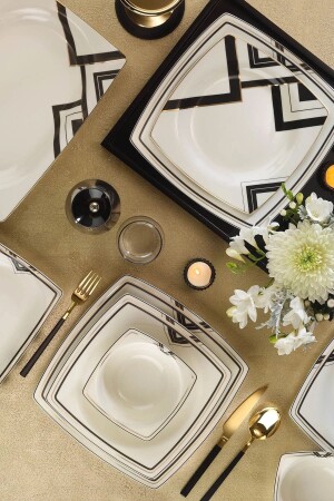 MNZ-53 قطع İnci Bone Mare الذهبية المشبعة عشاء مجموعة 12045 INBNMR53YT43 - Kütahya Porselen