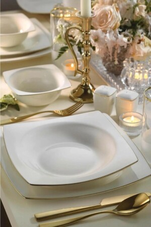 MNZ-53 قطعة İnci العظام مارة الذهبية المشبعة عشاء مجموعة INBNMR53YT20 - Kütahya Porselen