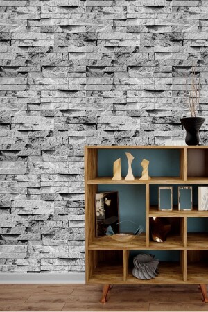 MNZ-5313 القصص الجديد القصص الرمادي الحجر النمط الجدار 5-30 م2 - Bien Duvar Kağıtları