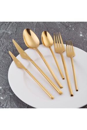 MNZ-5500 84 قطعة سكين ملعقة شوكة مجموعة 12 شخص طيزان الذهب 500 01. 01. 6940 - Jumbo