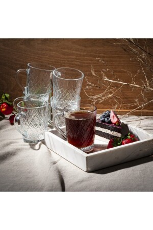 MNZ-55723 رابر 6 قطع كوب شاي مع المقبض EVIDEA4189 - Paşabahçe