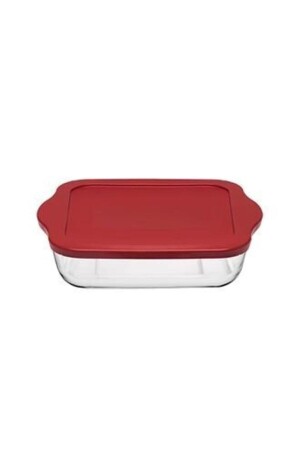 MNZ-59854 سلة بيركس مربعة مع غطاء أحمر - Paşabahçe
