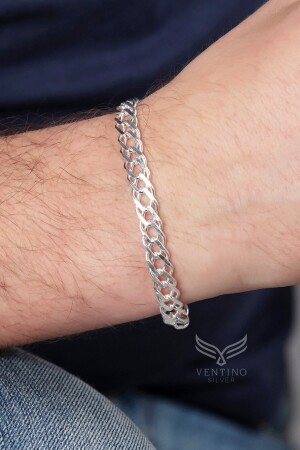 MNZ-5mm Rambo 925 سبرينغ الفضة الرجال سلسلة سوار Veb-5205 - Ventino Silver