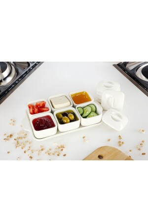 MNZ-5-Piece بروسلين كأس الإفطار مع الغطاء والسطح دون ملعقة 1850 - Akkoyunlu home