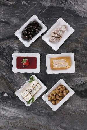 MNZ-6 قطع الإفطار مستطيل 14x10cm أبيض أبيض-14014 - ŞURAMUTFAK