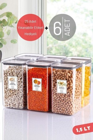 MNZ-6 قطع 1.5 لتر مقاومة للمياه مع علامة، حاوية تخزين الطعام مربعة شفافية NDY-NDYEP-147 - Nandy Home