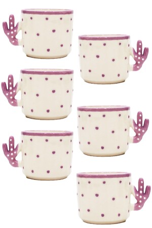 MNZ-6 قطع كوب الكاكتوس مصنوعة يدوياً من السيراميك 150 مل شاي، قهوة مزدوجة، إسبريسو، كوب نيسكاف 6KTS - Otogar Çini