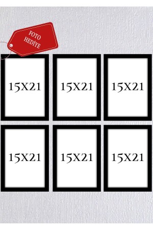 MNZ-6 قطع 15x21 إطار أسود مجموعة 6 قطع خشب (A5) 15x21 طراز ساق - Genel Markalar