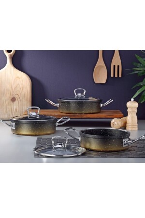 MNZ-6 قطعة غطاء زجاج غرانيت علبة أومليت مجموعة 16-18-20 سم مفتوح-6595214 - çarşıdayız