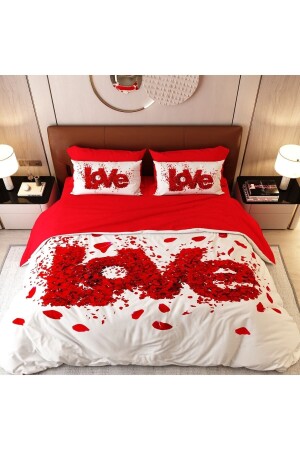 MNZ-6 قطعة حمراء الحب 2 مزدوجة غطاء غطاء مجموعة ALCY1002 - ALACA HOME COLLECTİON