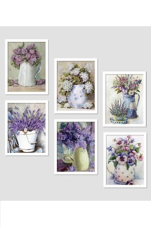 MNZ-6 قطعة زهور أرجوانية في الحائط المزخرف 20x15 مجموعة الطلاء لغرفة المعيشة غرف النوم المكتب - Nt Handmade