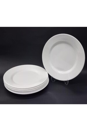 MNZ-6 قطع حلوى الميلامين الأبيض، طبق الخدمة الكعك 21 سم طبق رقيق بأسعار معقولة للاستخدام اليومي طبق الخيول - İstoç Türk