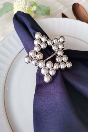 MNZ-6 قطع حلقة معدنية فضية حلقة نيبكين الخشبية الملموسة 2196-2 - Emtory Home