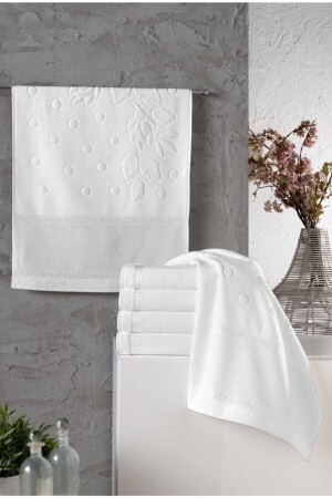 MNZ-6 قطع 30x50 إيتامين جاكارد القماش الأبيض منشفة مطبخة مطبخة - Fiesta