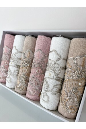 MNZ-6-قطعة فرنسية من الحجر المسموقة التاسل صندوق المعدات 50x90 السلمونية اليد والوجه منشفة 6*FLSYA**2 - AYHANHOME