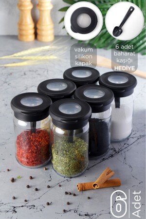 MNZ-6 قطع الفراغ الزجاجي العطر المعدل مع غطاء السيليكون - 6 قطع ملعقة هدية HMNV-6LIKAVANOZ-C-00344-QL - HOMENIVA