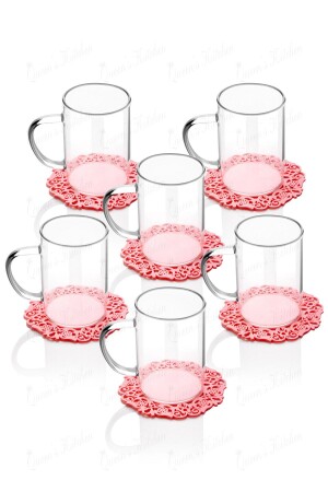 MNZ-6 قطع من أكواب الكوب المقاومة للنيران من بوراسيليكيت و 6 قطع من السيليكون كوستر - Queen's Kitchen