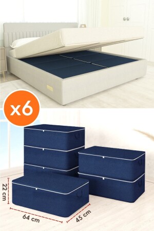MNZ-6 قطع كبيرة من حجم مربع تخزين زرقاء داكن 64 × 45 × 22 سم - She Berrak