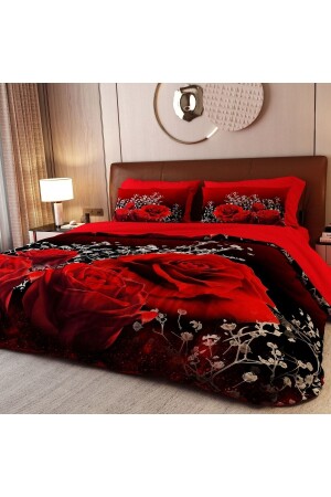 MNZ-6 قطعة حمراء وردة مزدوجة غطاء غطاء - Alaca Home Collection