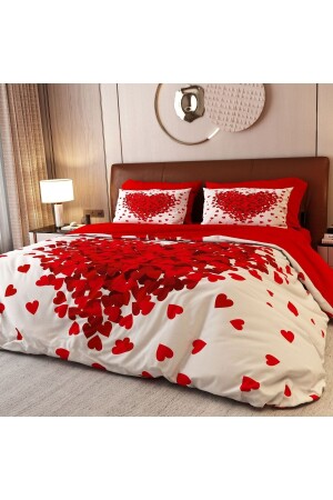 MNZ-6 قطعة حمراء داهليا مزدوجة غطاء غطاء مجموعة ALCY1001 - ALACA HOME COLLECTİON