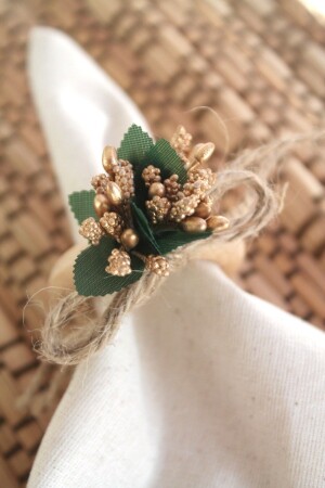 MNZ-6 قطع حلقة النقود الطبيعية الخشبية مع زهور الورد الذهبي - Emtory Home