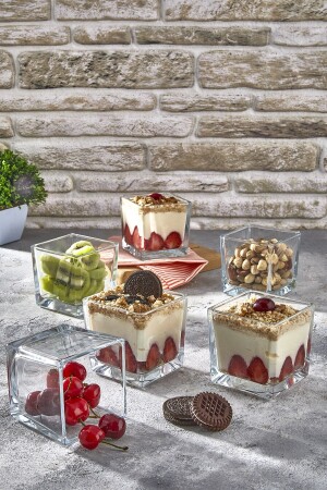 MNZ-6' كأس ماغنوليا كأس كأس زجاجي ماغنوليا بودينغ حلوى كريم جليدي كأس عرض مجموعة IL. 120 - İLİVA