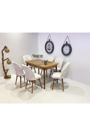 MNZ-6 شخص طاولة مقعد يمكن تمديدها طاولة المطبخ طاولة غرفة المعيشة طاولة الطعام طاولة طاولة - Kaktüs Avm